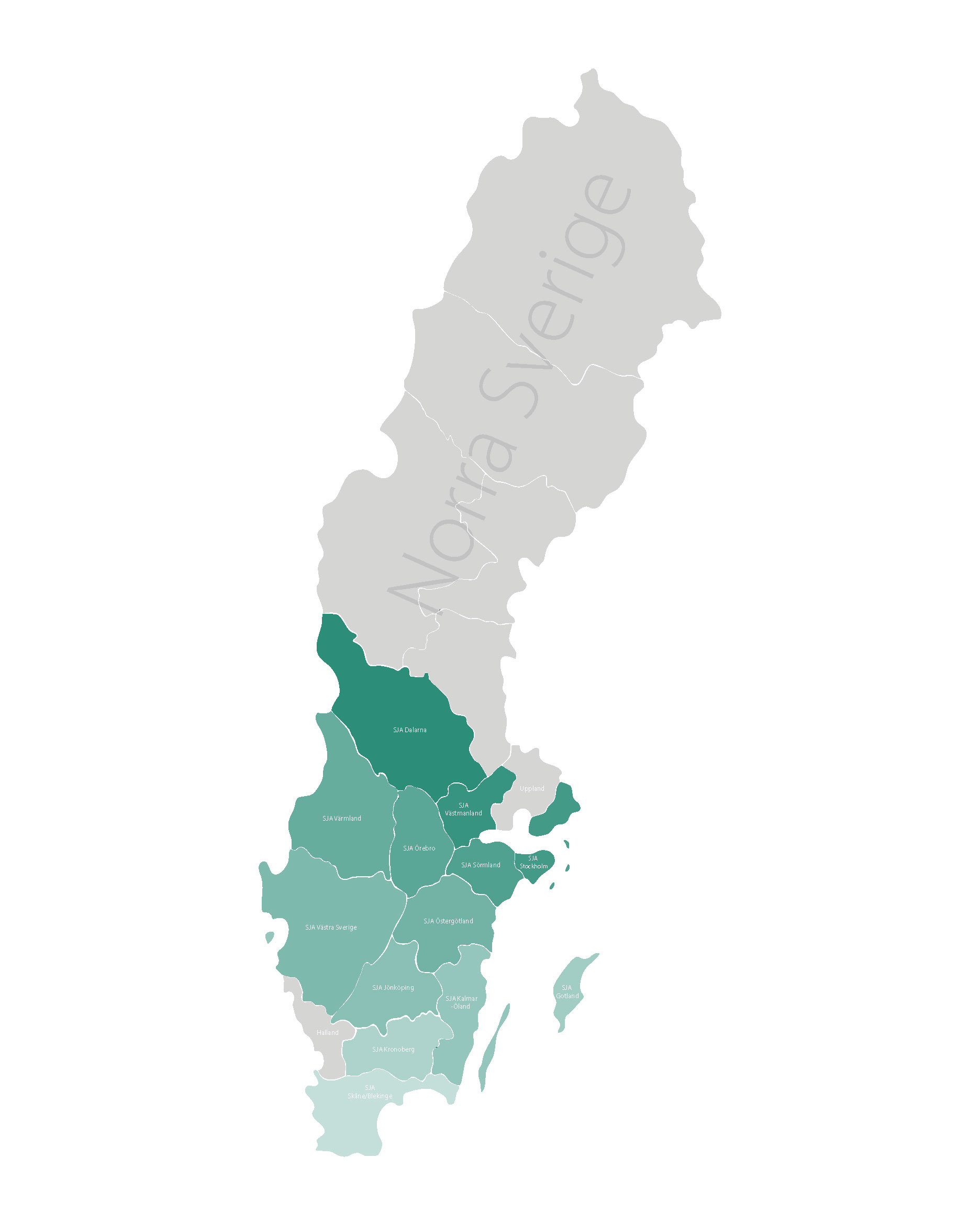 Karta över SJAs medlemmar